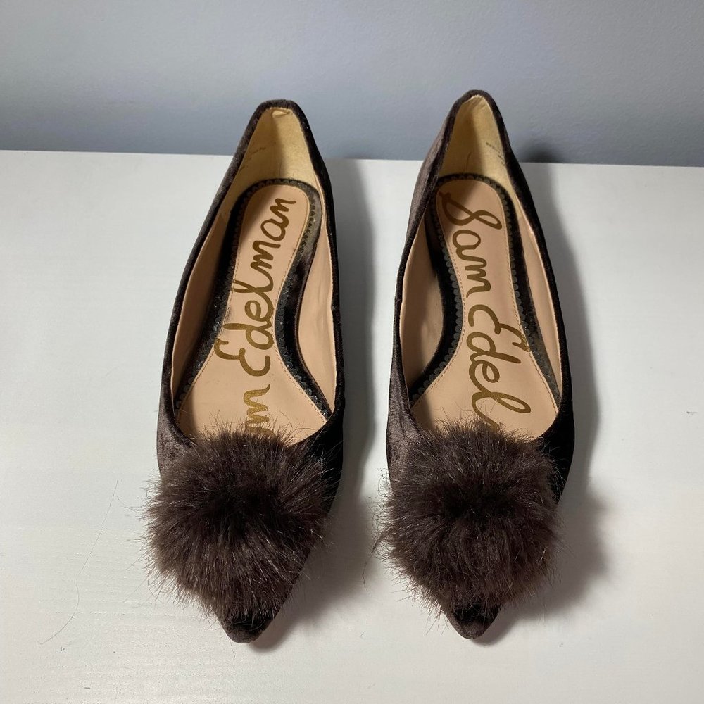 Sam Edelman Raddie Brown Velvet Faux Fur Flats
